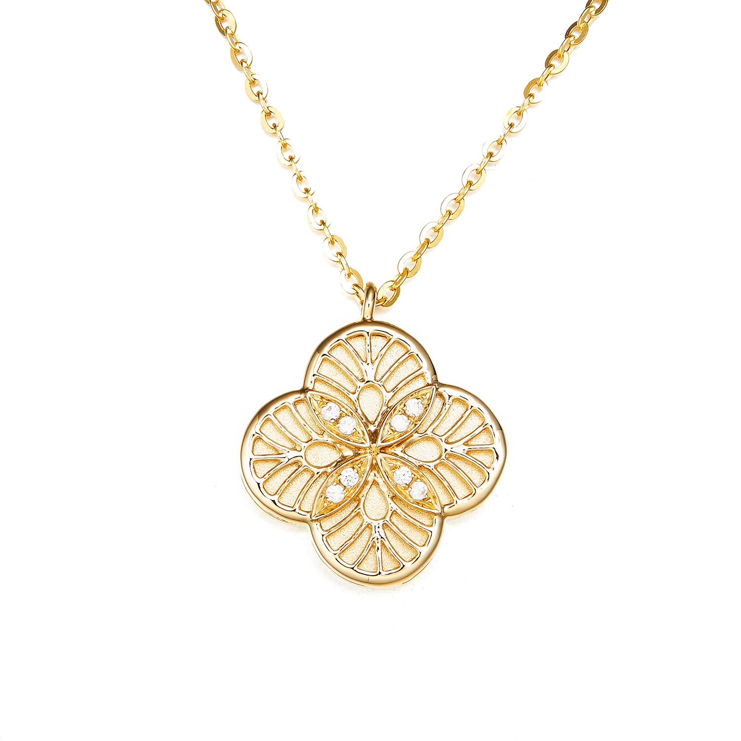 Most Popular 18K Yellow Gold Necklace with Real Natural Diamond for Wedding Engagement or Party for Women