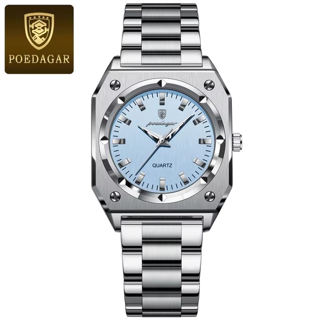 New for Poedagar 788 All Gold Square Fashion Quartz Watch for Girls Waterproof Customizable Stainless Steel Band Glass Dial