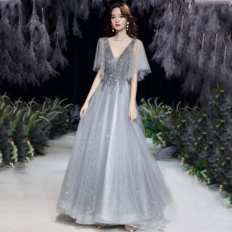EAGLELY Elegant Luxury Evening Dress Dinner Party 2022 New Banquet Temperament Annual Meeting Catwalk Party Long Sequins Ninang Ball Gown For Debut 18 Years Old.