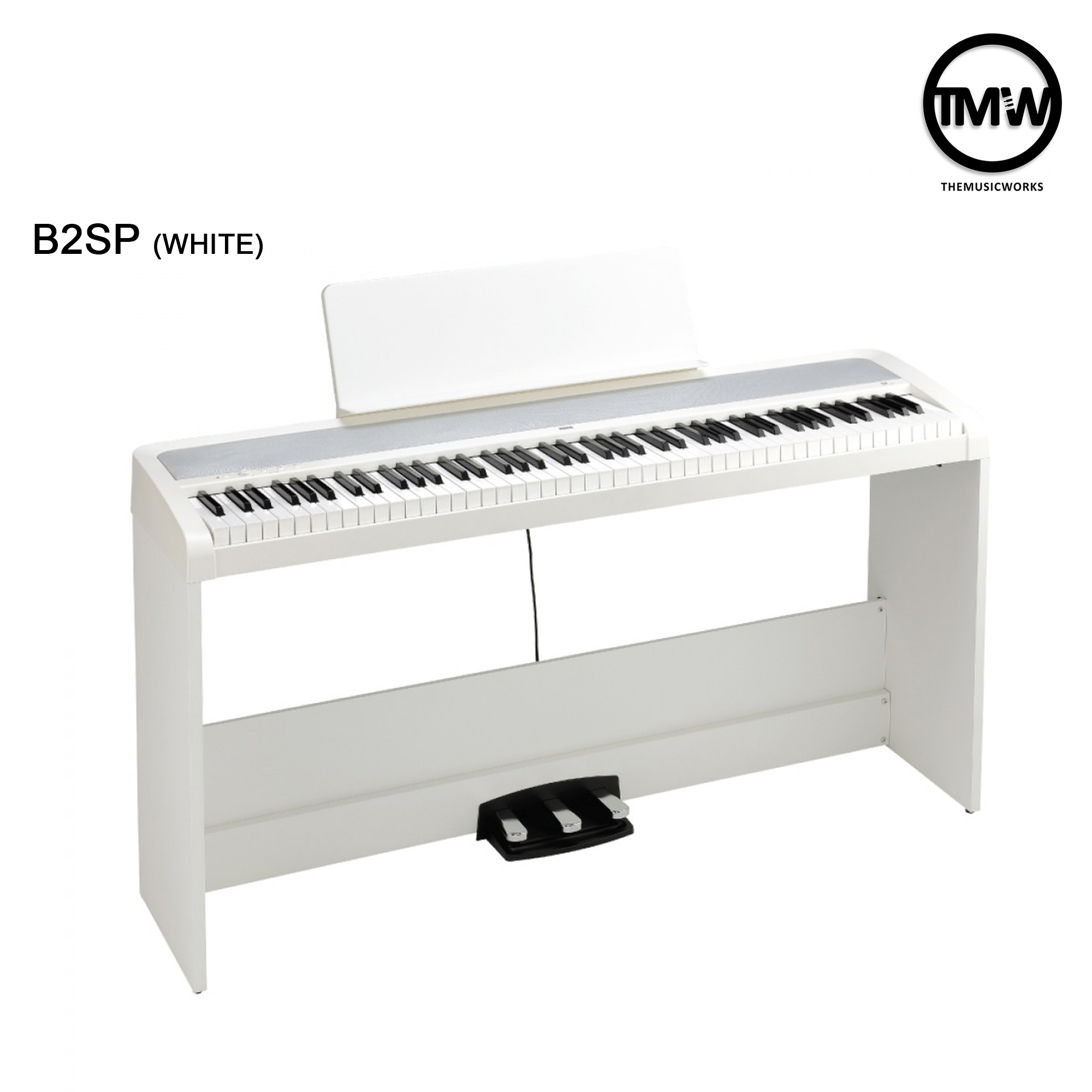 [PRE-ORDER] KORG B2SP (Black/White) Digital Portable Electronic Piano Keyboard 88 Keys Natural Weighted Hammer - Adaptor Standard Bench ABC Stickers Headphones - Absolute The Music Works Store (C1 23.