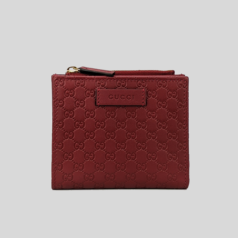 GUCCI Micro GG Guccissima Leather Small Bifold Wallet Red 510318