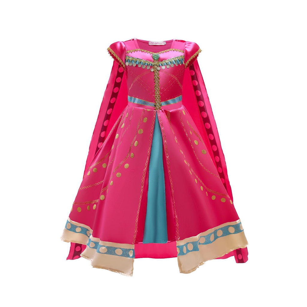 MUGE Aladdin Magic Lamp Jasmine Princess Dress Children's Clothing Halloween Cloak Frozen