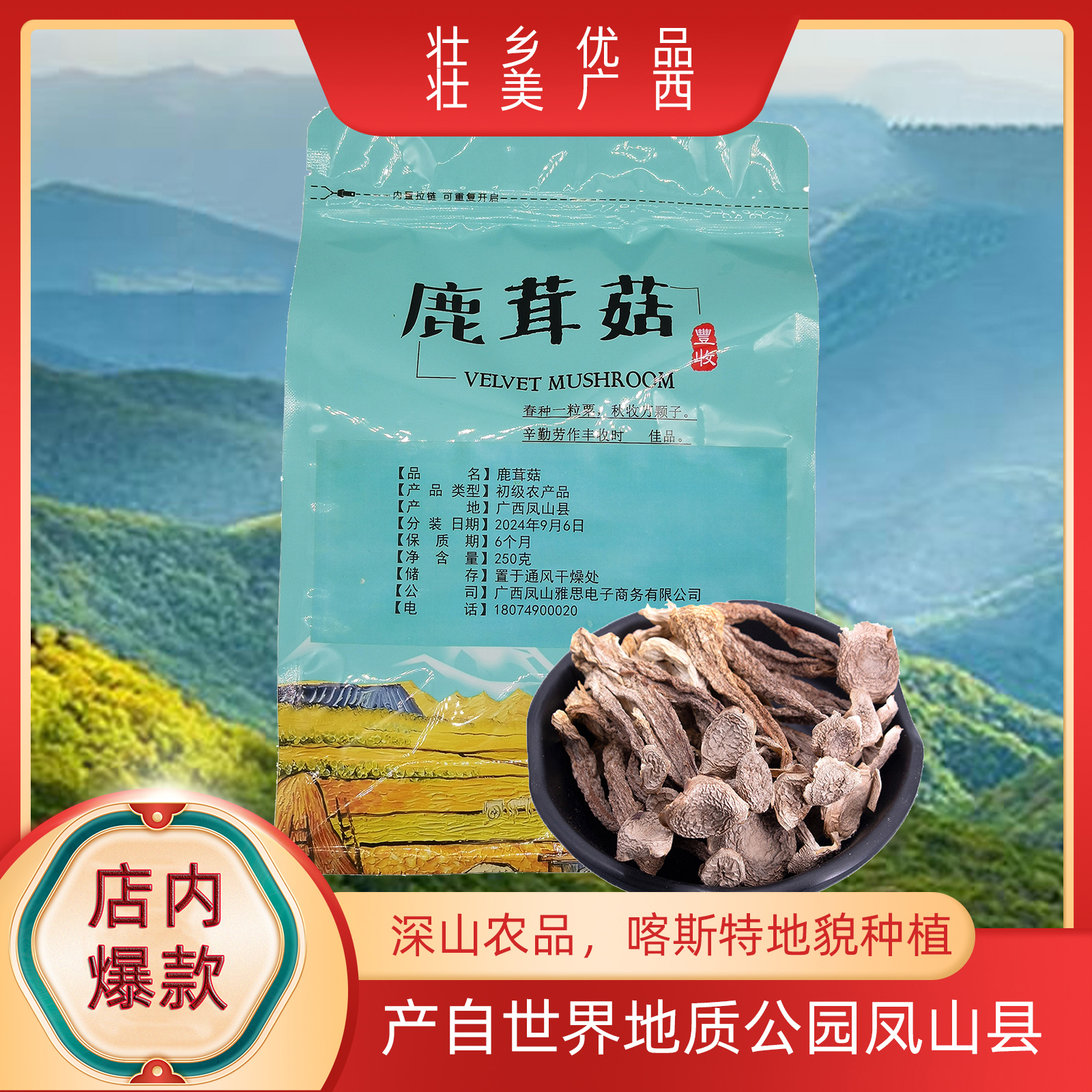 凤山县鹿茸菇250克