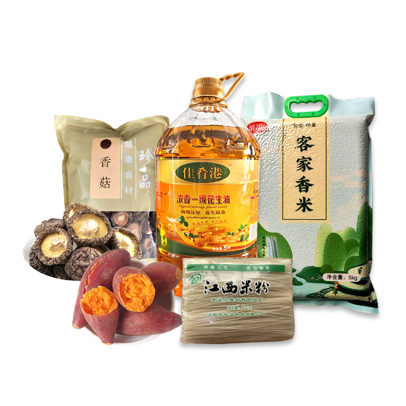 安远县一心一田米油红薯香菇米粉组合300元套餐.
